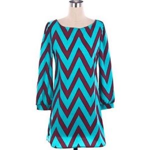 Turquoise and purple chevron dress from boutique
